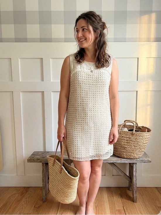 Elisa Cavaletti Dresses & Skirts - Elisa Cavaletti Cream Crochet Sleeveless Mini Dress XL